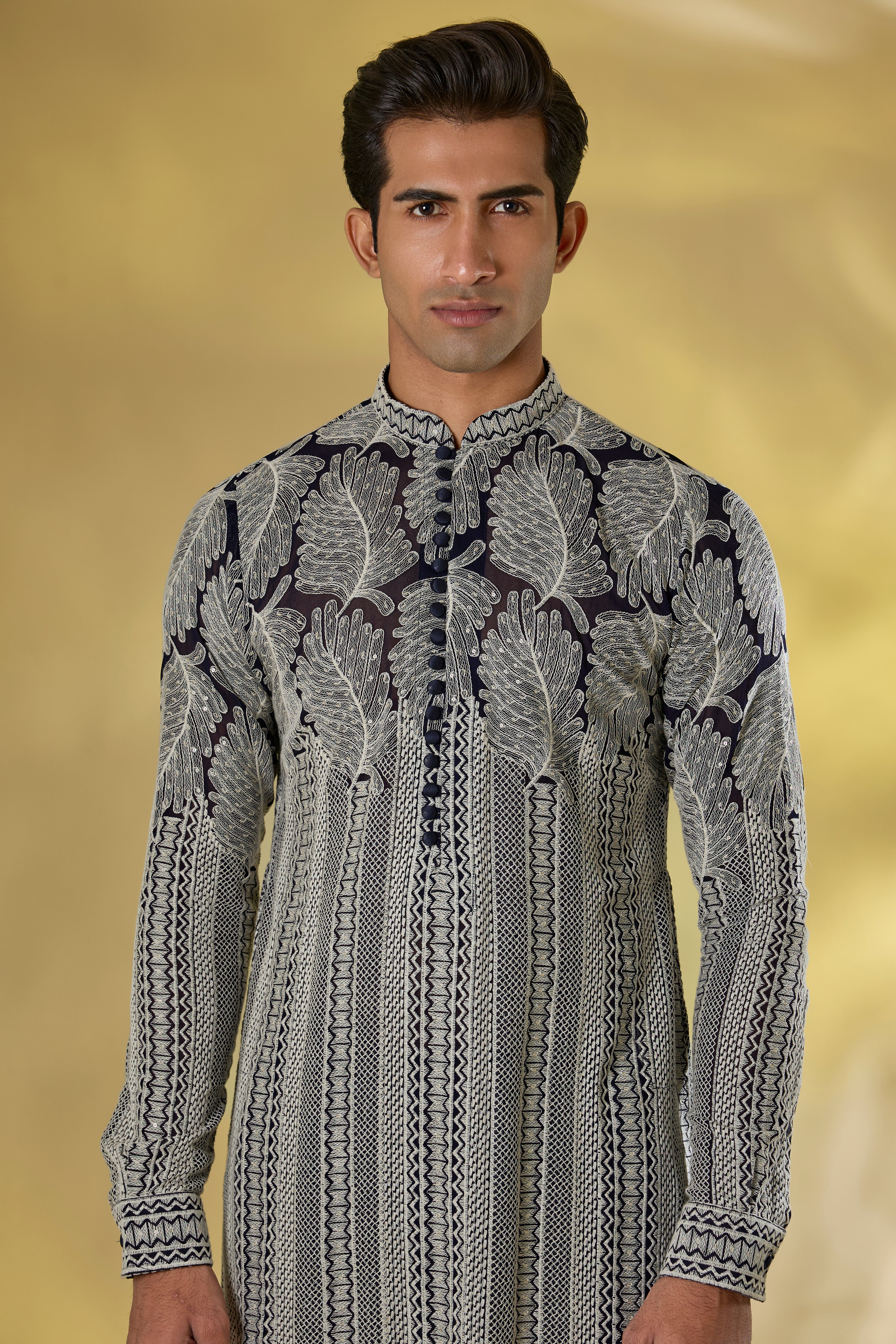 DARK BLUE GORGETTE KURTA W