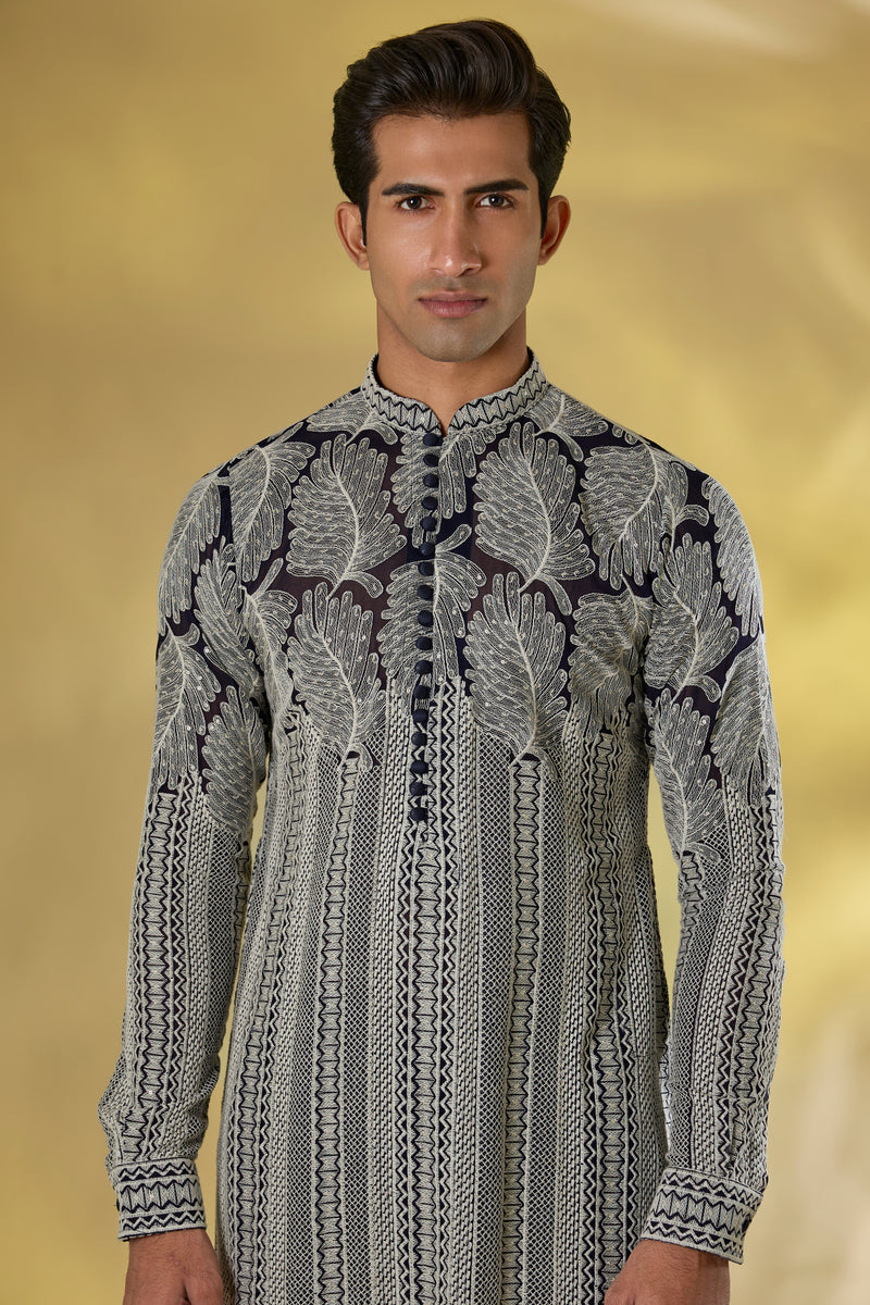 DARK BLUE GORGETTE KURTA W