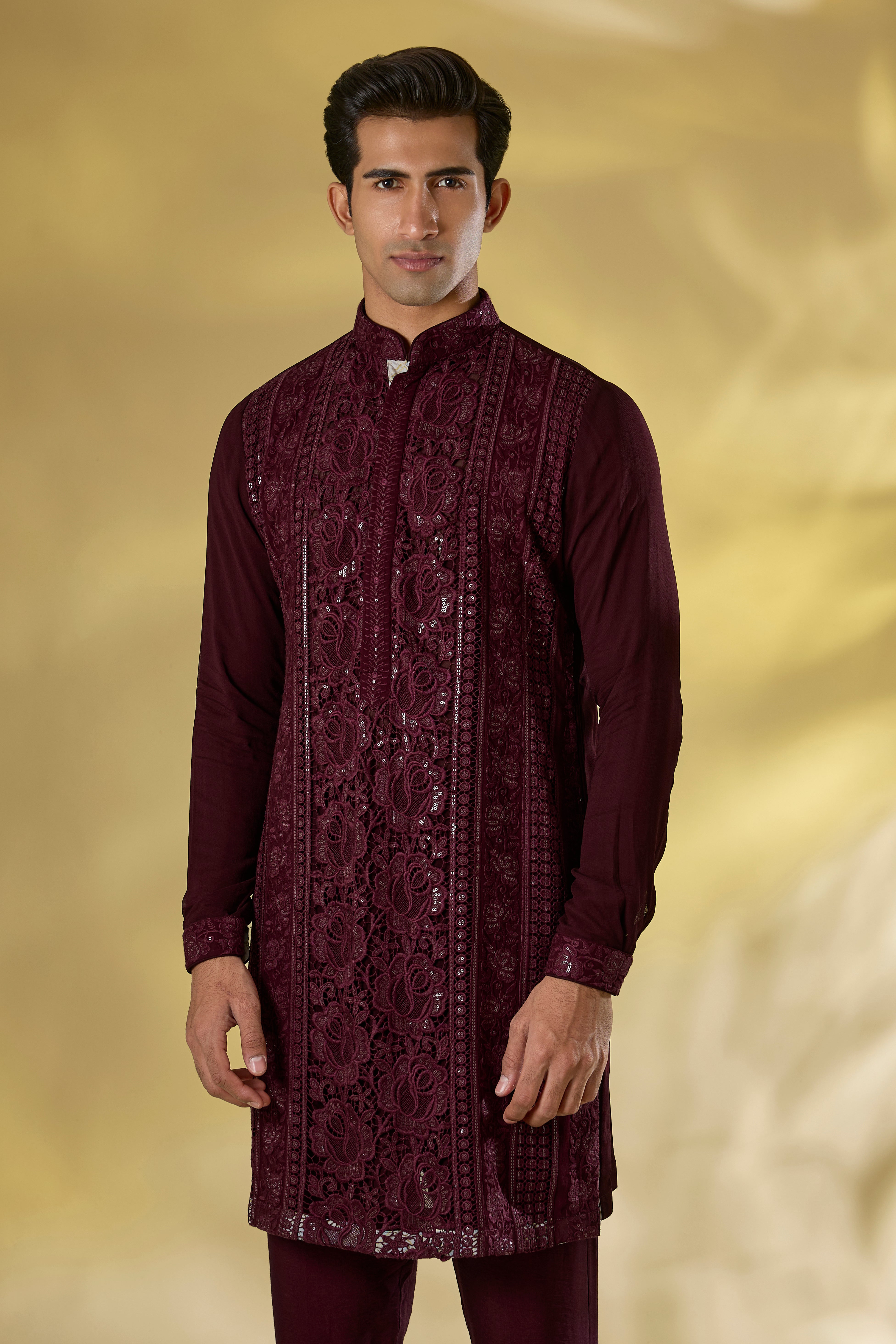 OX BLOOD GORGETTE FRONT EMBO