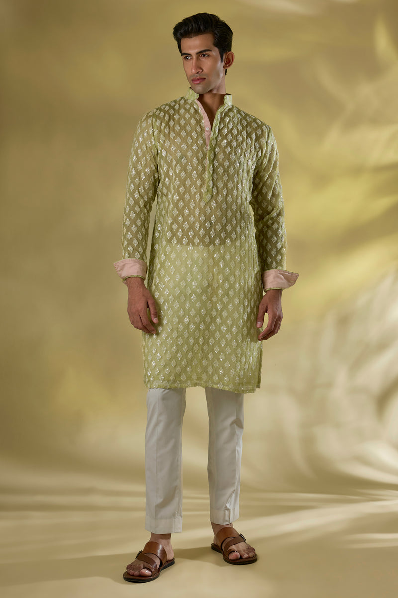 LIME GREEN ORGANZA THREAD+ SEQUIN