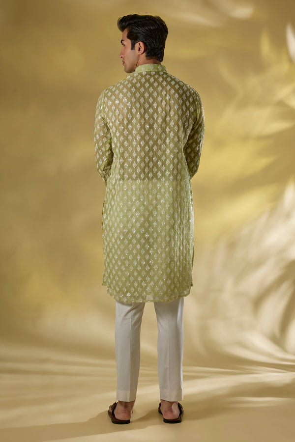 LIME GREEN ORGANZA THREAD+ SEQUIN