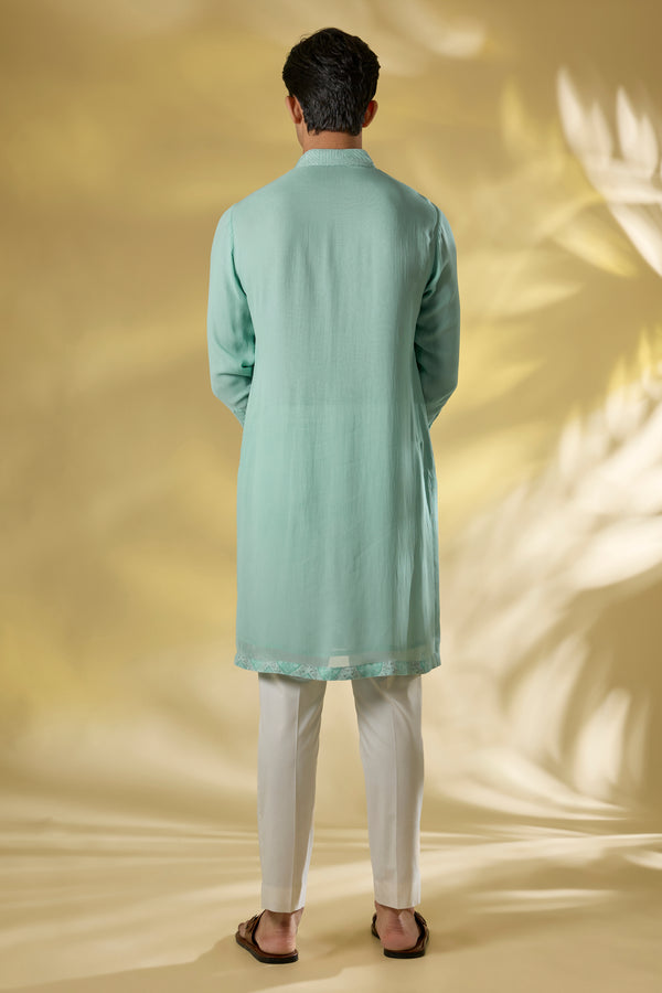 PALE BLUE GORGETTE FRONT EMBO.