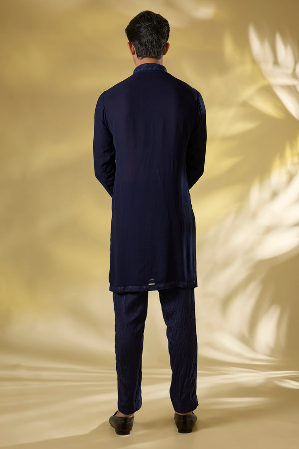 DARK BLUE GORGETTE FRONT EMBO