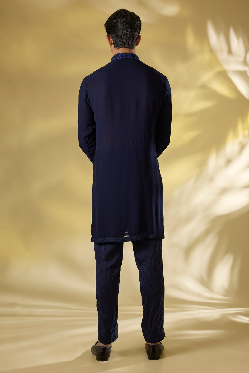 DARK BLUE GORGETTE FRONT EMBO