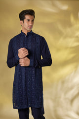DARK BLUE GORGETTE FRONT EMBO