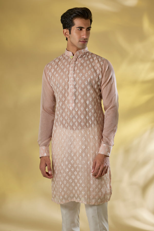 BLUSH PINK ORGANZA FRONT THREAD+