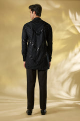 BLACK COTTON SILK SHORT KURTA