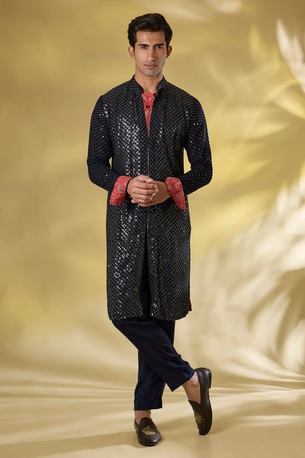 DARK BLUE GORGETTE FULL SEQUIN