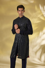 DARK BLUE GORGETTE FULL SEQUIN