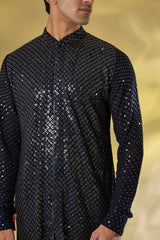 DARK BLUE GORGETTE FULL SEQUIN