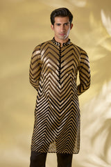 BLACK GORGETTE UNLINED KURTA W