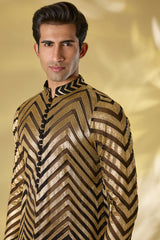 BLACK GORGETTE UNLINED KURTA W
