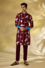 WINE STRIPE SILK THREAD+ZARI WORK