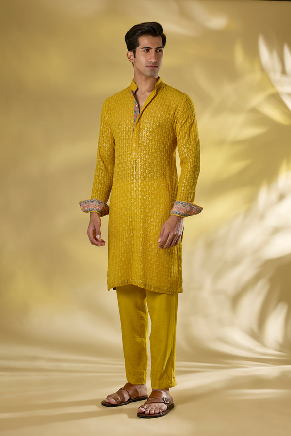 HALDI YELLOW GORGETTE THREAD+ SEQUIN