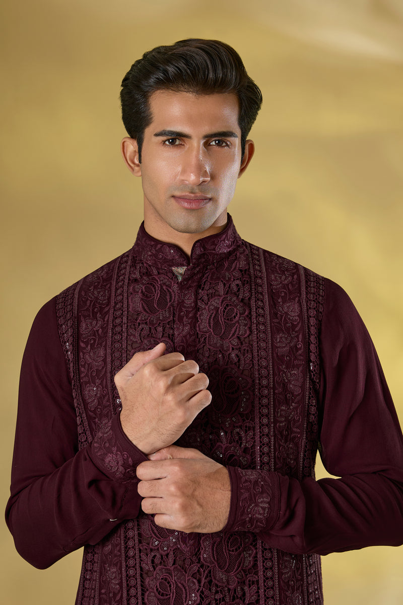 OX BLOOD GORGETTE FRONT EMBO