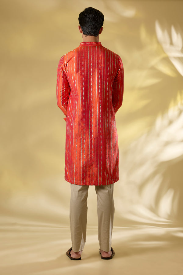 ORANGE SILK UNLINED KURTA W