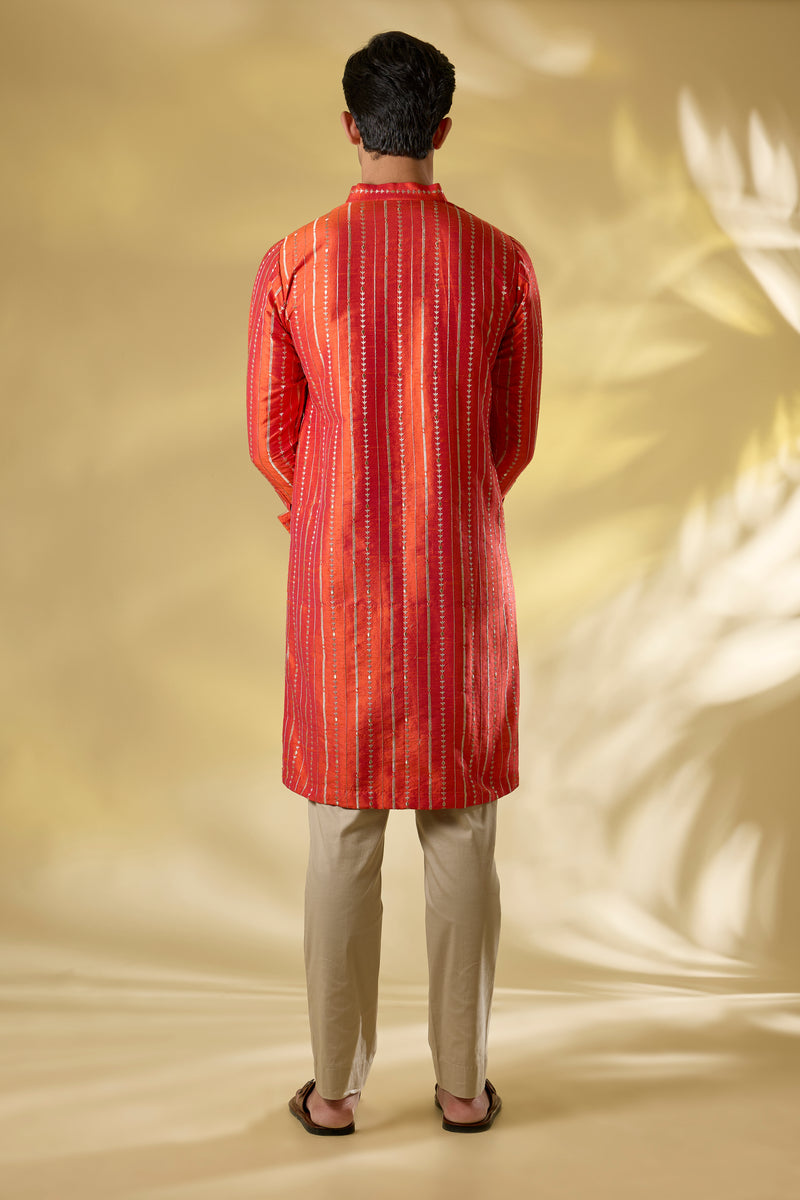 ORANGE SILK UNLINED KURTA W