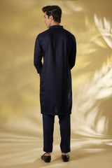 DARK BLUE SEQUINS JAAL SILK