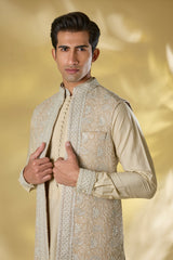 BEIGE SILK FULL THREAD JAAL