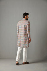 SHERWANI-BLUE WITH IVORY TROUSER