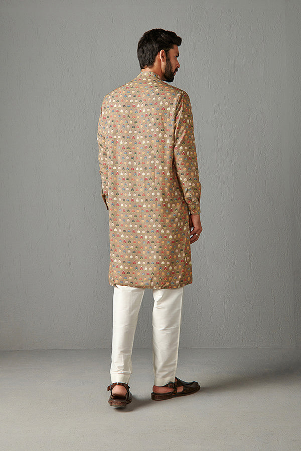 GOLD-CREPE PRINT KURTA