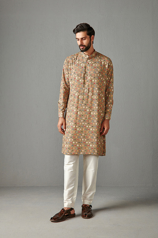 GOLD-CREPE PRINT KURTA