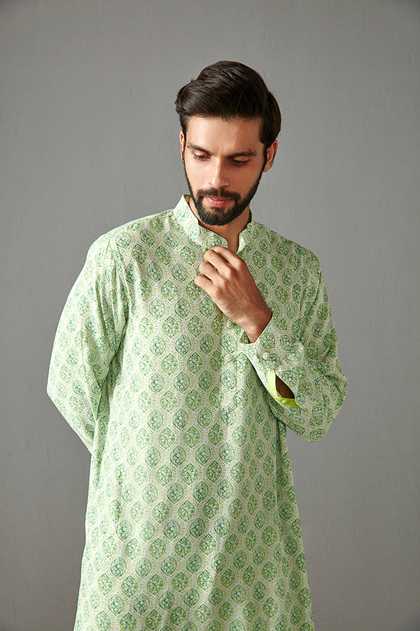 LIME GREEN-GORGETTE KURTA