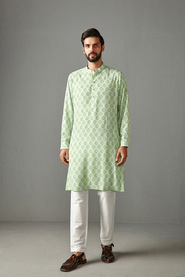 LIME GREEN-GORGETTE KURTA