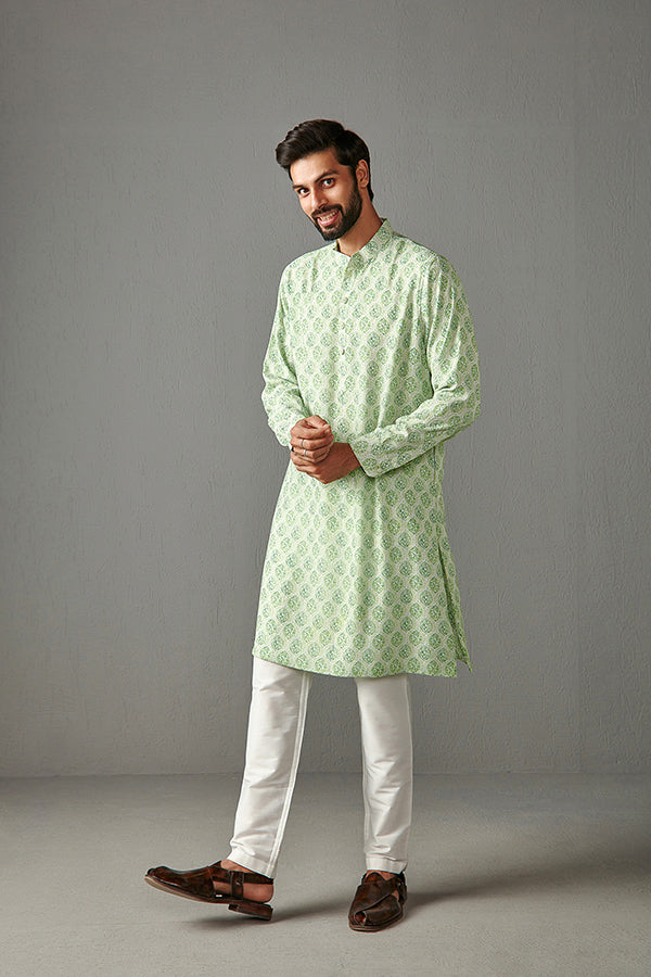 LIME GREEN-GORGETTE KURTA
