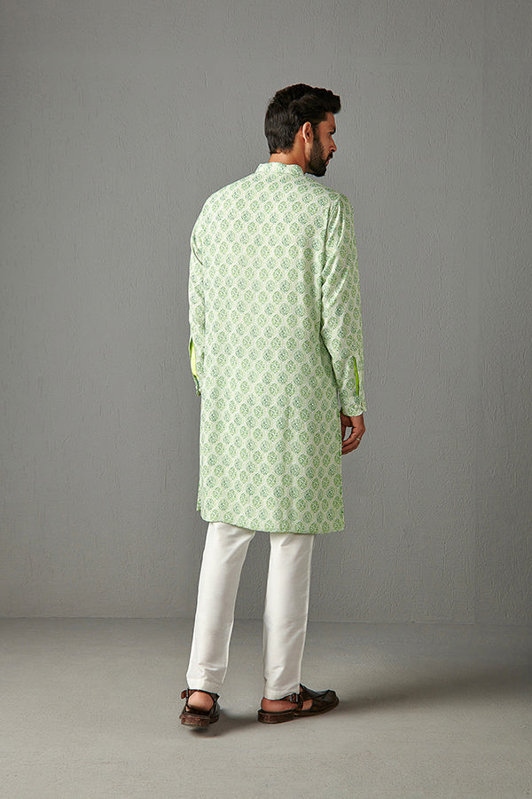 LIME GREEN-GORGETTE KURTA