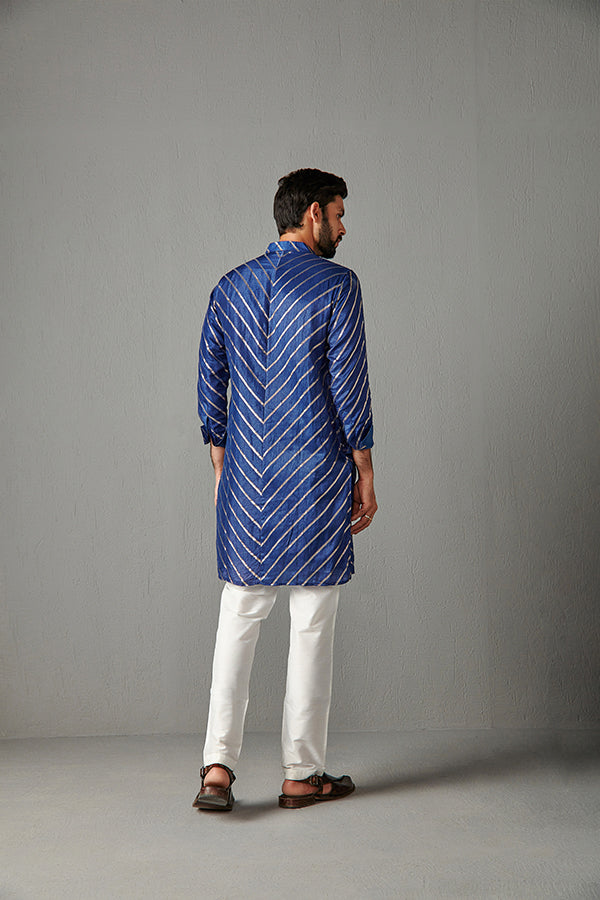 ROYAL BLUE WITH IVORY TROUSER KURTA