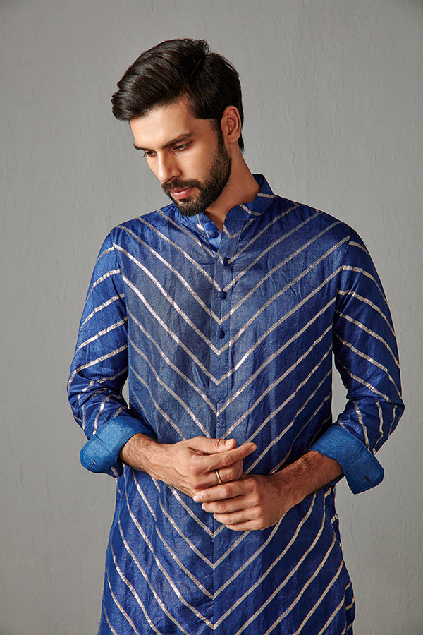 ROYAL BLUE WITH IVORY TROUSER KURTA