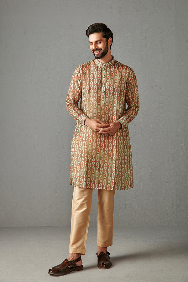 GOLD-TABBY SILK KURTA