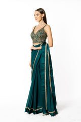 ZAINAB PEACOCK GREEN SARI SET