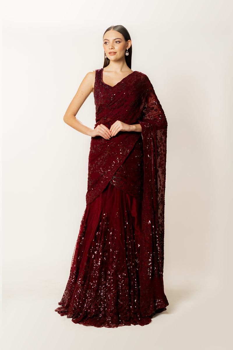 ADHA LEHENGA SARI SET