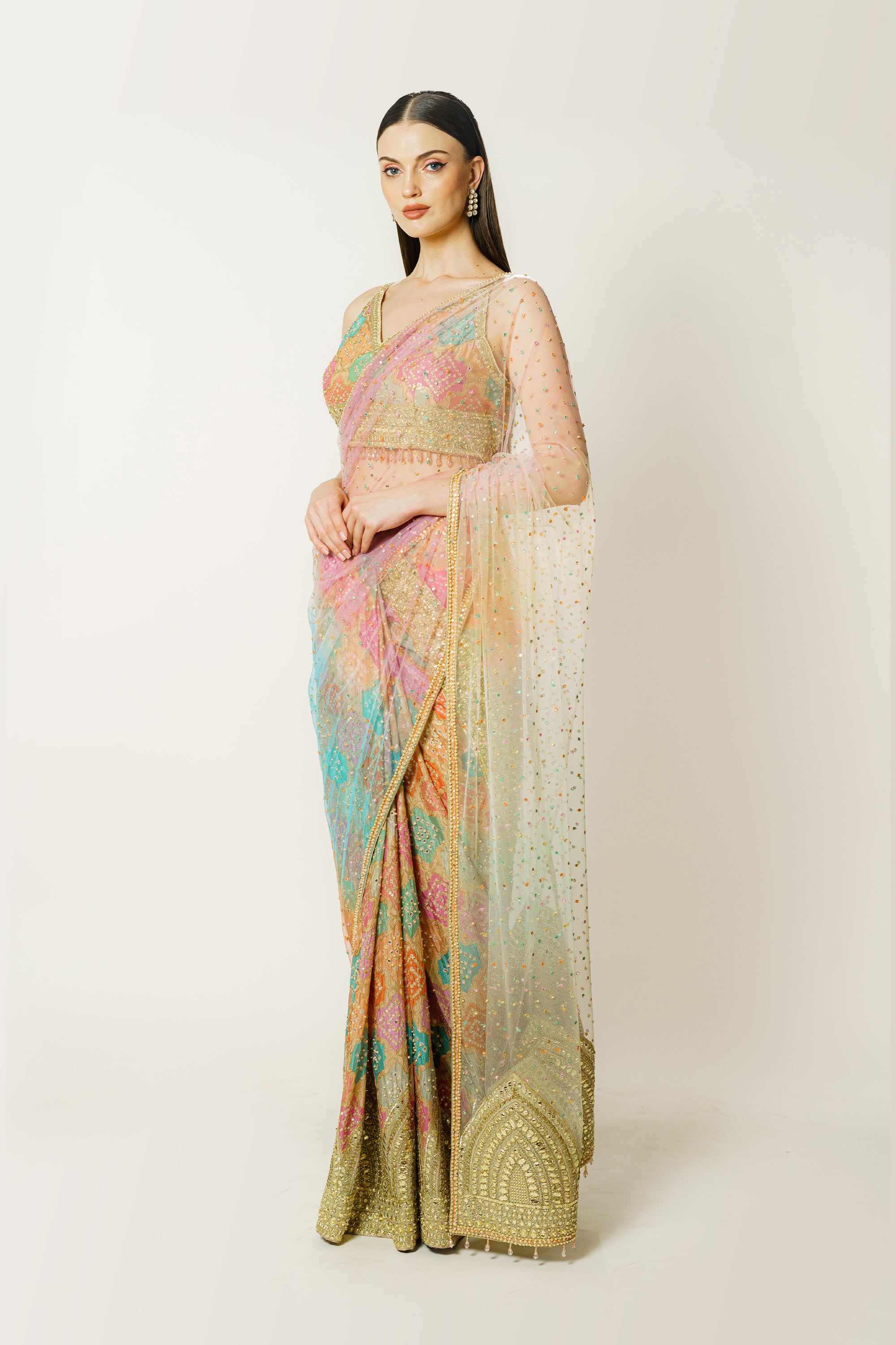 ZAYNAB MULTICOLOR SARI SET