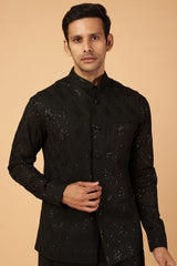 Black Kurta Bundi for Men