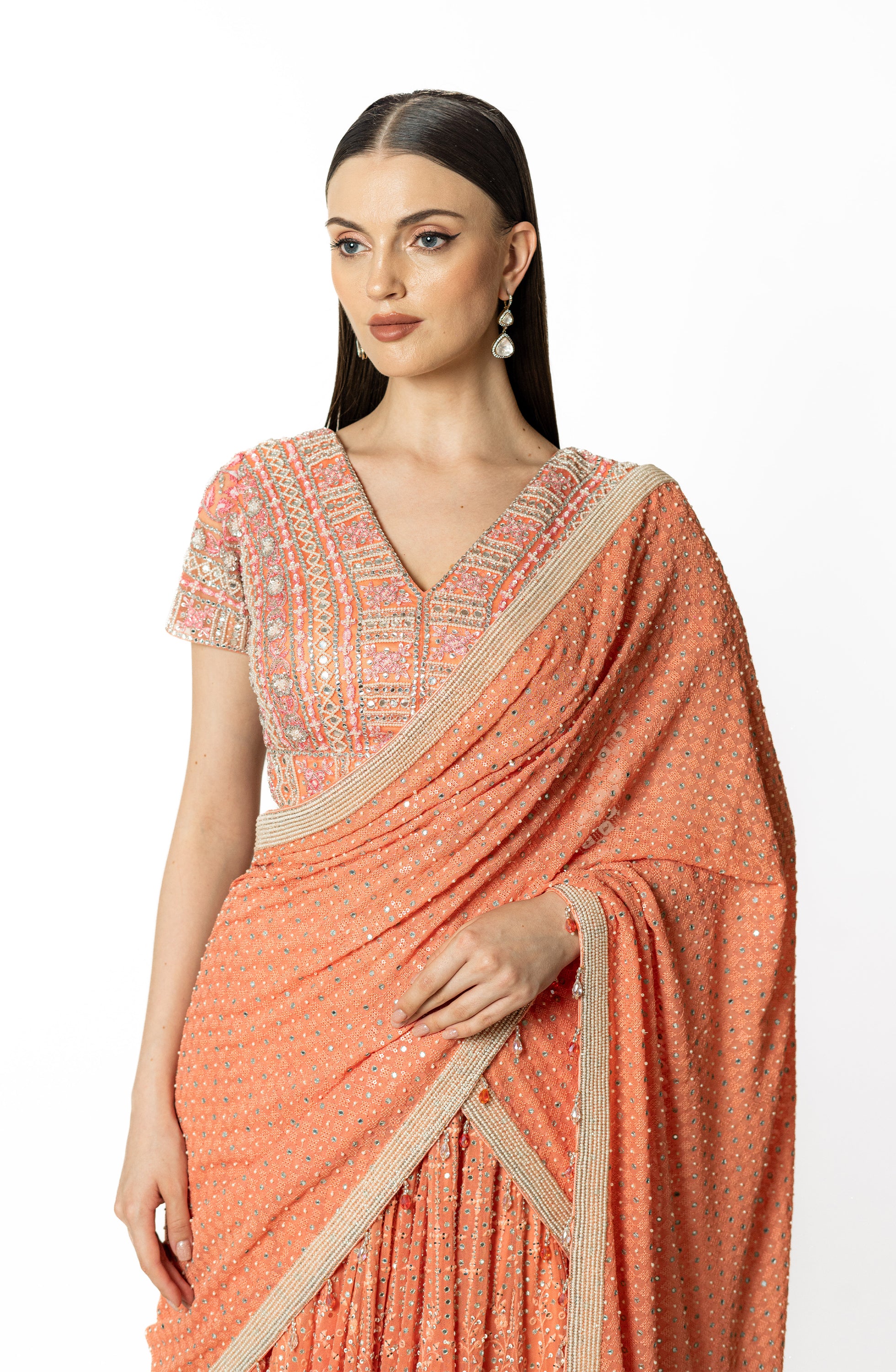 NADIA PEACH LEHENGA SET