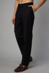 BLACK GORGETTE GRID JAAL UNLINED KURTA  HALF BACK EMBO.  W PANT