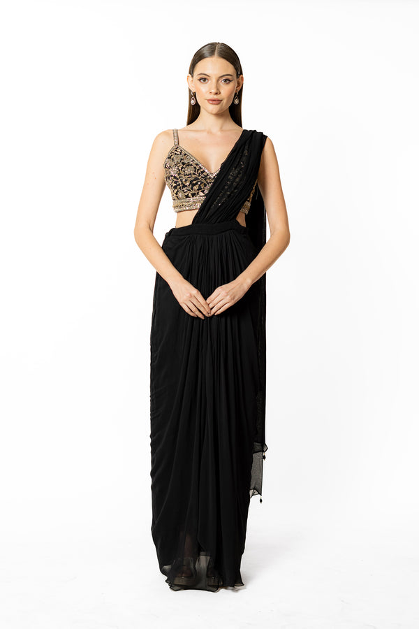 SAIRAA BLACK SARI SET