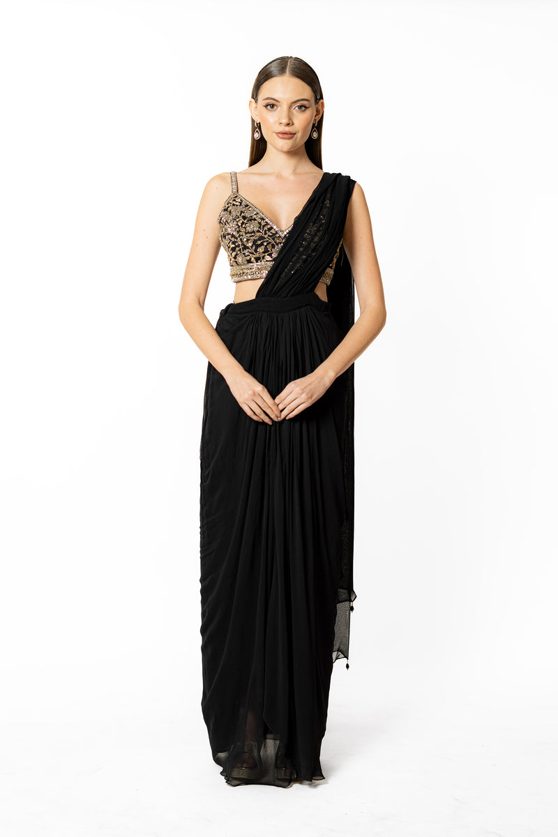 SAIRAA BLACK SARI SET