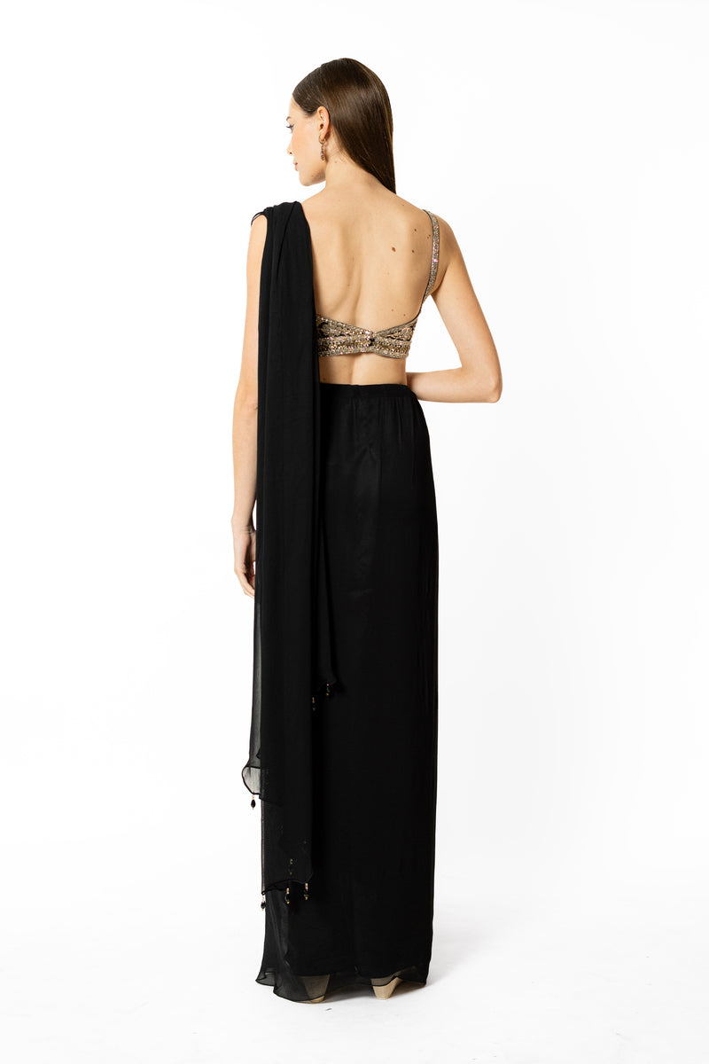 SAIRAA BLACK SARI SET