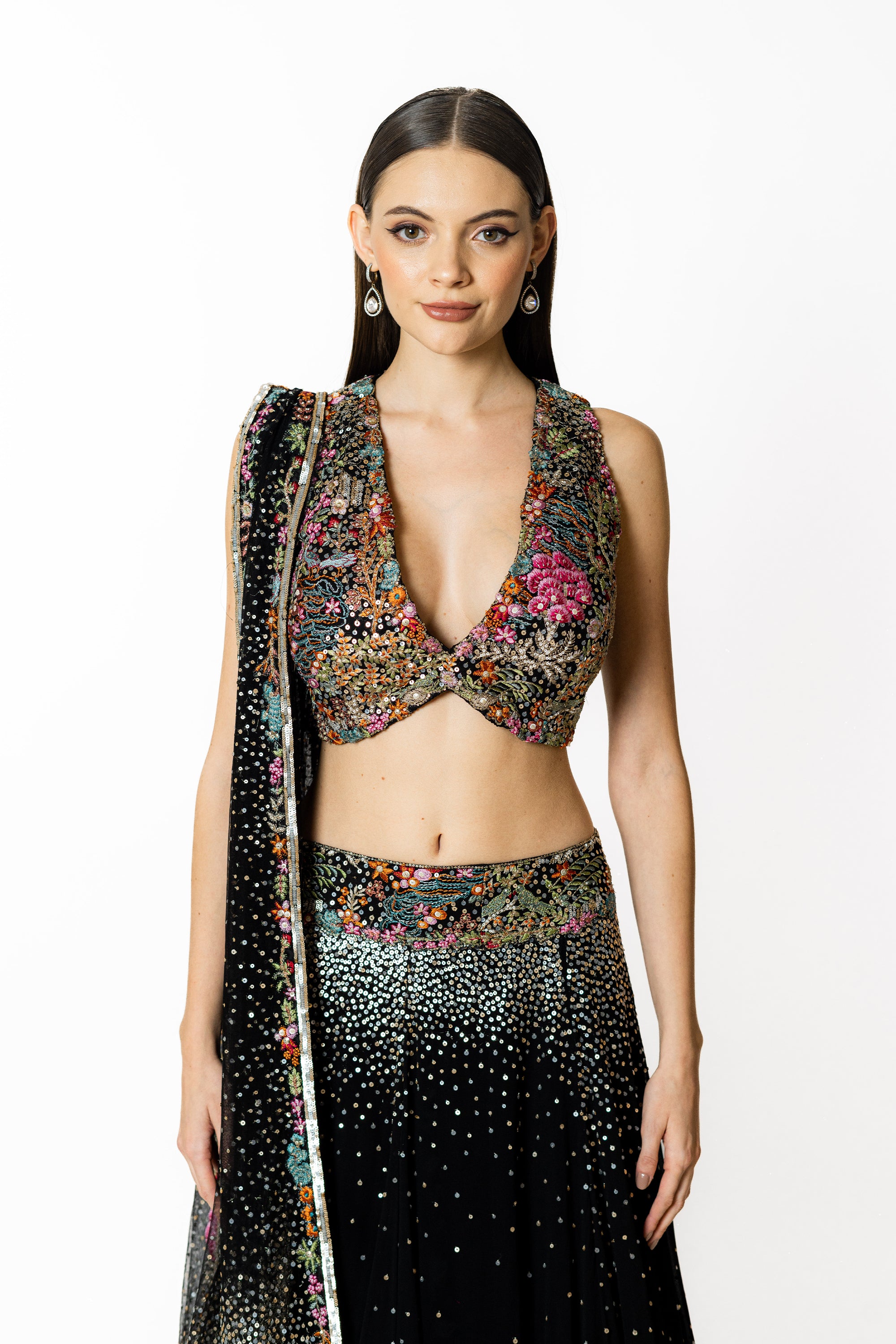NADIA BLACK LEHENGA SET