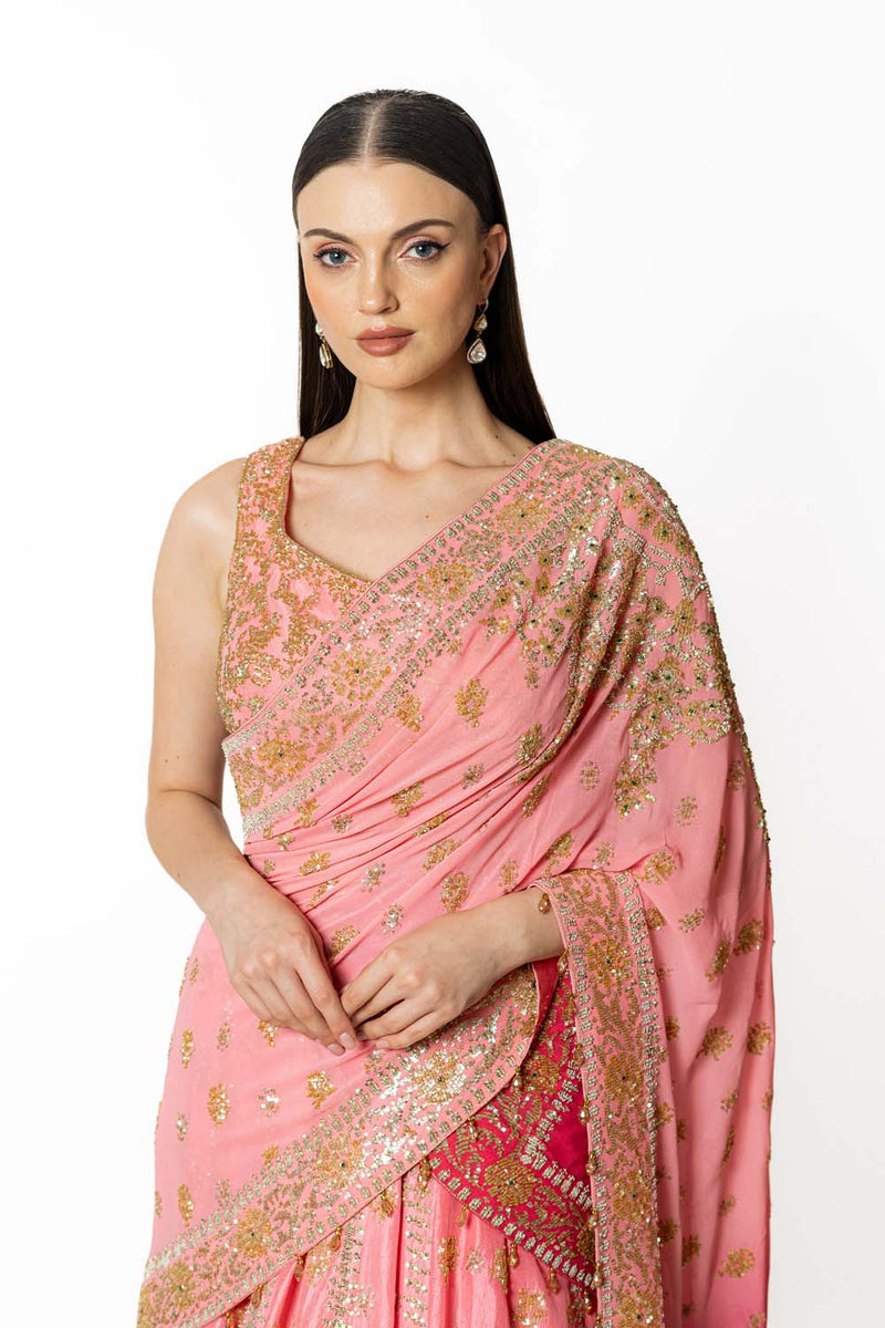 SHADED ROSE PINK  NADIA LEHENGA SET