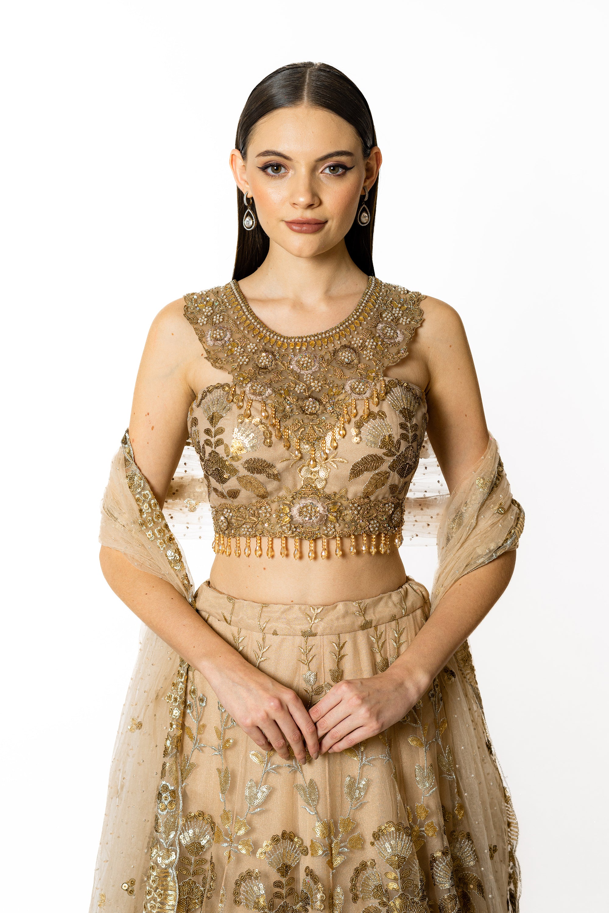 NADIA GOLD LEHENGA SET