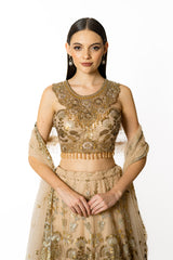 NADIA GOLD LEHENGA SET