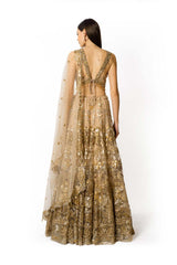 GOLD  NET WITH GOLD NADIA LEHENGA SET
