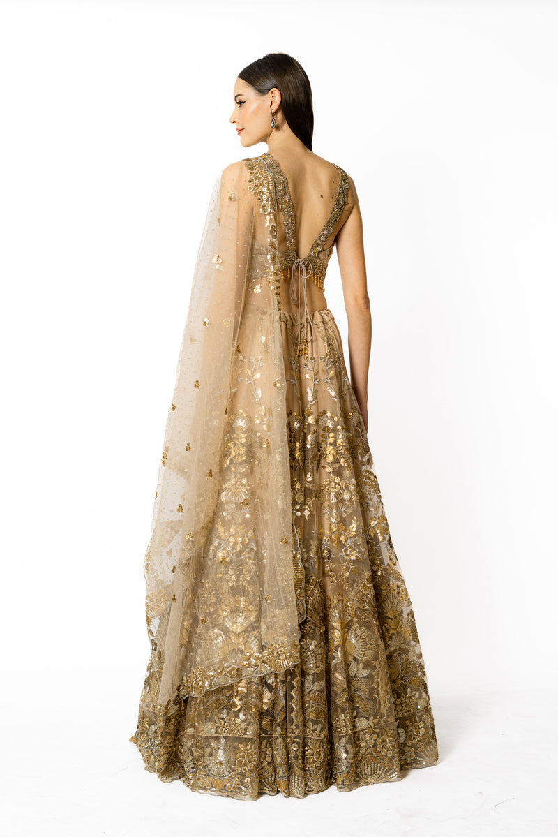 NADIA GOLD LEHENGA SET