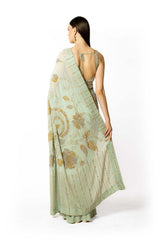 AQUA SHADED IVORY ZAYNAB SARI SET