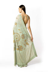 AQUA SHADED IVORY ZAYNAB SARI SET